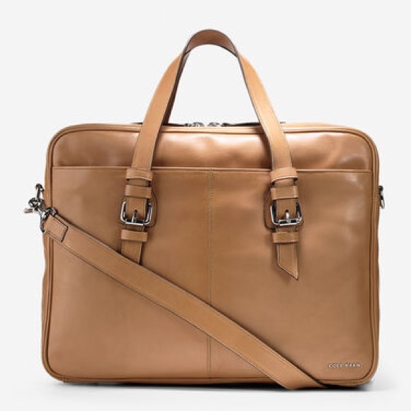 COLE HAAN Luxury Soft Leather Whitman AttacheTravel College Laptop Briefcase Bag - Picture 1 of 16